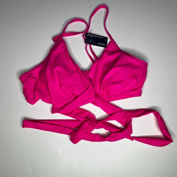 Summer Mae Hot Pink Maternity Two Piece Swimsuit New L - Picture 3 of 9